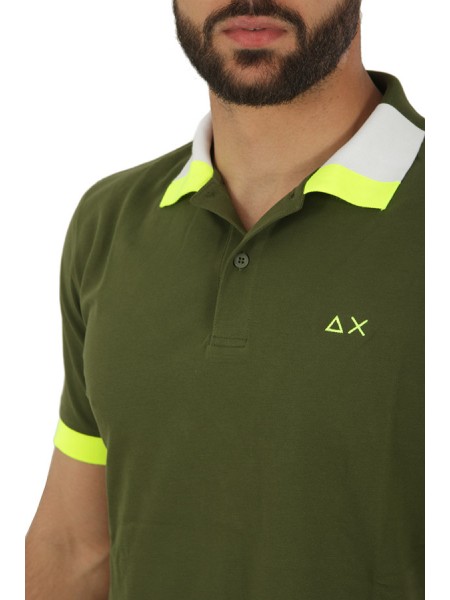 Polo SUN68 Fluo Multicolor Verde Scuro
