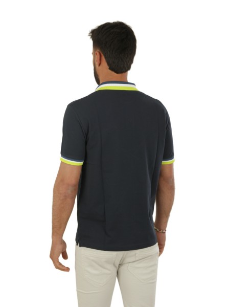 Polo SUN68 Collar Multistripes Blu