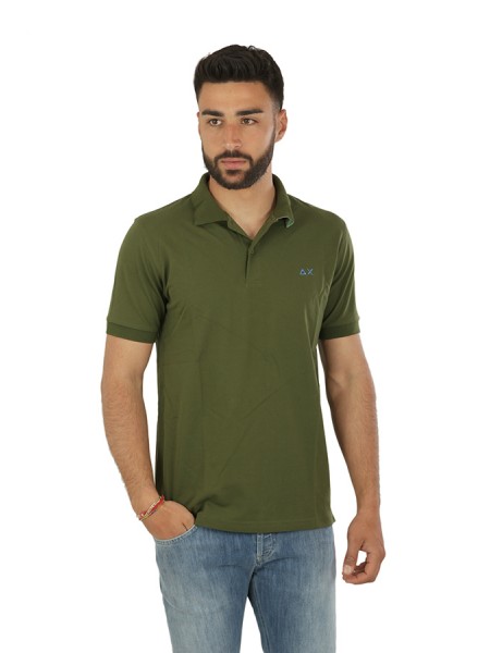 Polo SUN68 Under Collar Print Verde