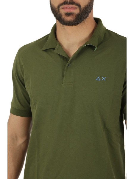 Polo SUN68 Under Collar Print Verde