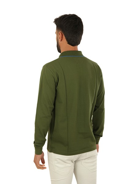 Polo SUN68 Small Stripes Verde Scuro