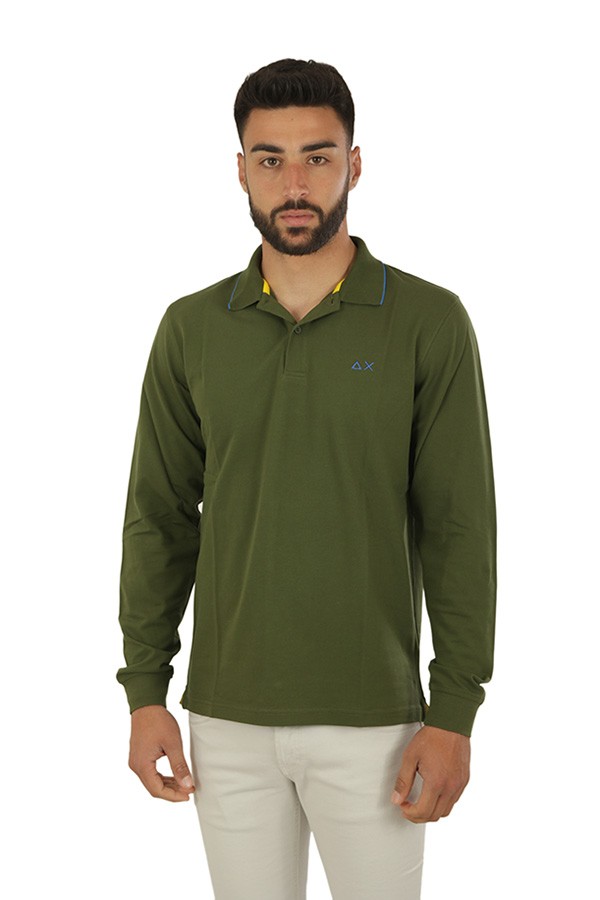 Polo SUN68 Small Stripes Verde Scuro