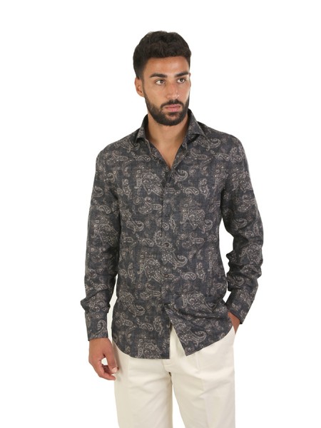 Camicia Brunello Cucinelli tela Paisley Antracite