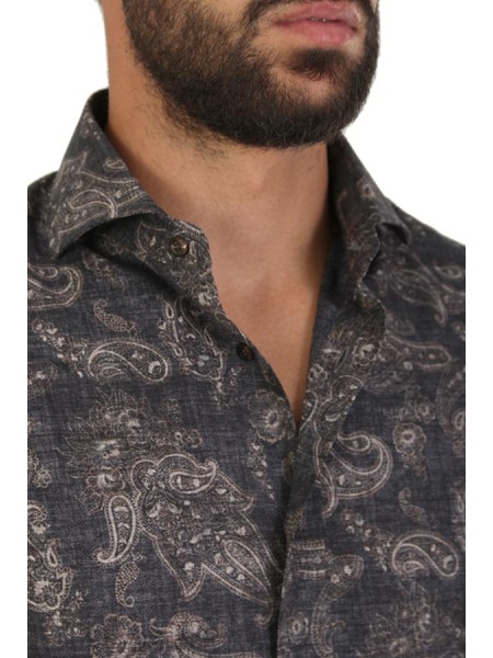 Camicia Brunello Cucinelli tela Paisley Antracite