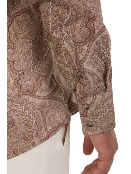 Camicia Brunello Cucinelli in tela Paisley Marrone
