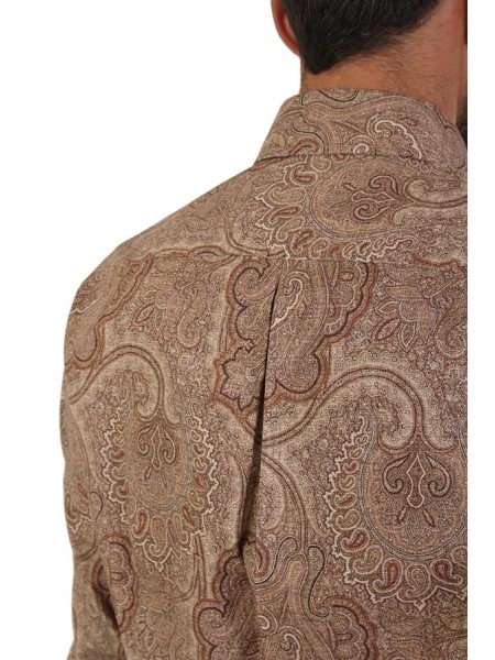 Camicia Brunello Cucinelli in tela Paisley Marrone
