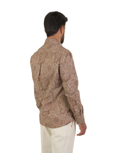 Camicia Brunello Cucinelli in tela Paisley Marrone