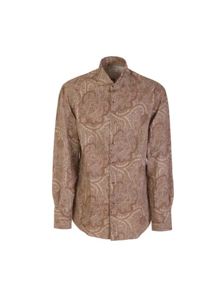 Camicia Brunello Cucinelli in tela Paisley Marrone