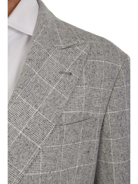 Giacca Brunello Cucinelli Principe di Galles Grigio Perla