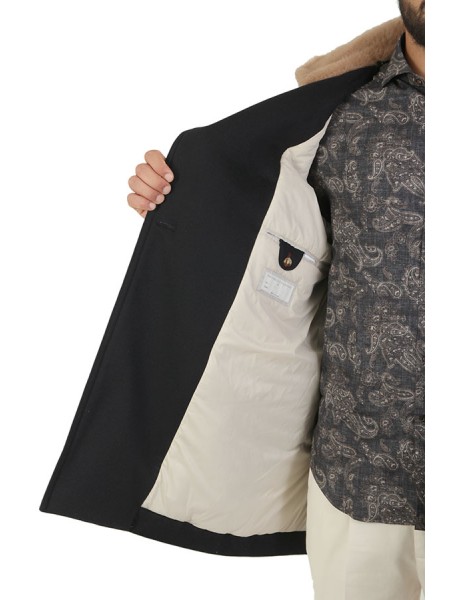 Blue BRUNELLO CUCINELLI one-and-a-half-breasted coat