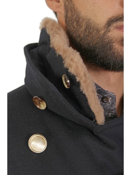 Blue BRUNELLO CUCINELLI one-and-a-half-breasted coat