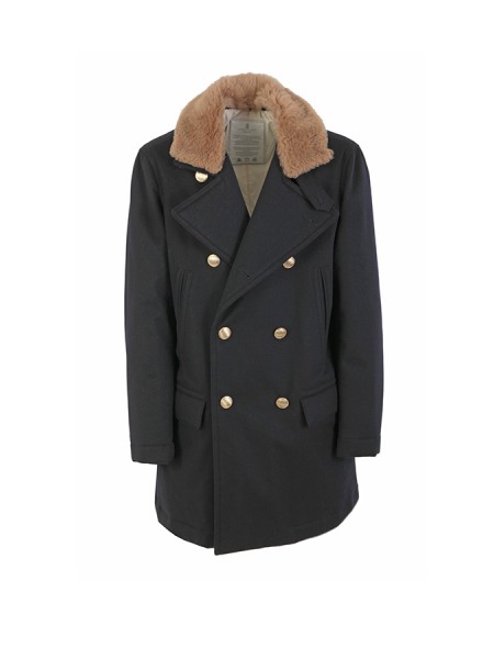 Blue BRUNELLO CUCINELLI one-and-a-half-breasted coat