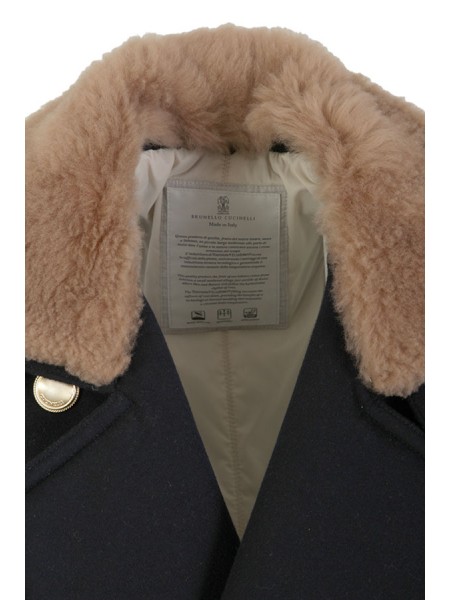 Blue BRUNELLO CUCINELLI one-and-a-half-breasted coat