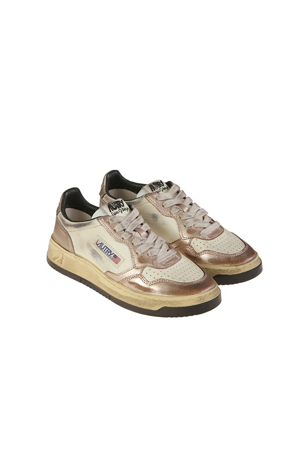 Sneaker Autry Medalist Low Super Vintage In Pelle Metallic Rose