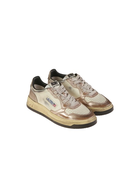Sneaker Autry Medalist Low Super Vintage In Pelle Metallic Rose