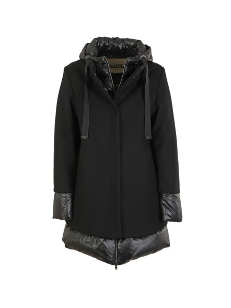 Giubbino Herno A-Shape In Ecowool e Nylon Ultralight Nero