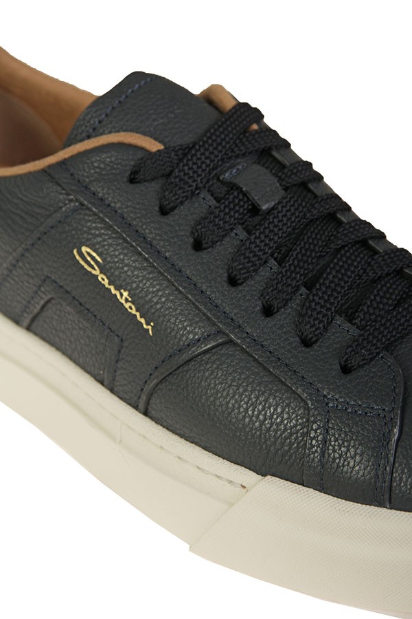 Men Sneakers Santoni Sneakers Blu Santoni Double Buckle Sneakers