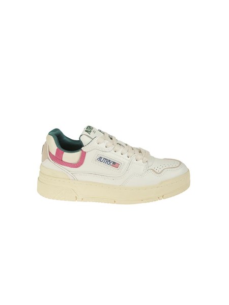 Sneakers Autry Clc Low In Pelle Bianco/Verde/Fucsia