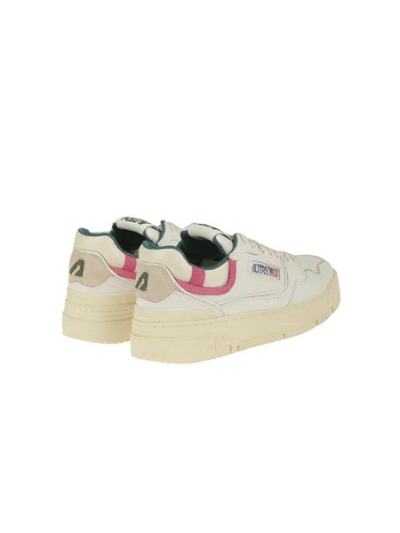 Sneakers Autry Clc Low In Pelle Bianco/Verde/Fucsia