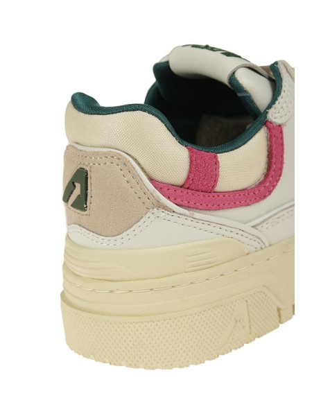 Sneakers Autry Clc Low In Pelle Bianco/Verde/Fucsia