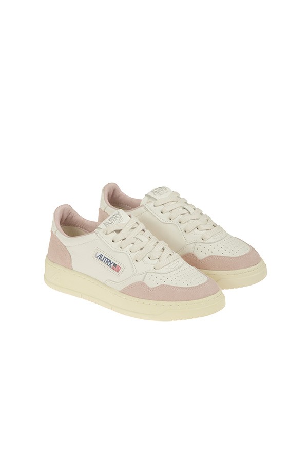 Sneakers Autry Medalist Low in Pelle e Suede Bianco/Rosa