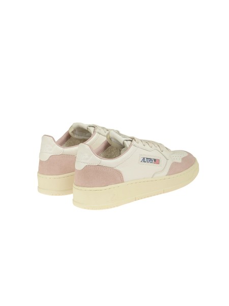 Sneakers Autry Medalist Low in Pelle e Suede Bianco/Rosa